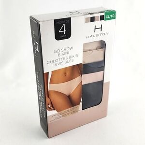 HALSTON 4 Pack No Show Seamless Bikini Bottoms Black Nude Light Pink  Sz XL